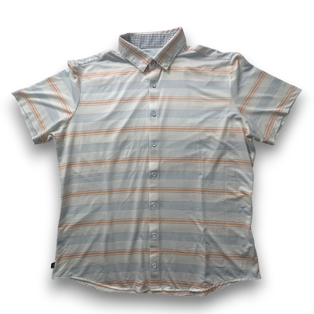 Mizzen+Main Mens XL Trim Performance Striped Short Sleeve Shirt 1KS-0532-U